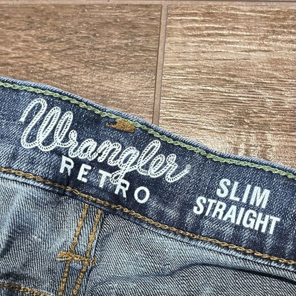 Wrangler Retro Jeans Mens 30x31 Slim Straight Stretch Denim Western Cowboy Cut - Picture 5 of 11